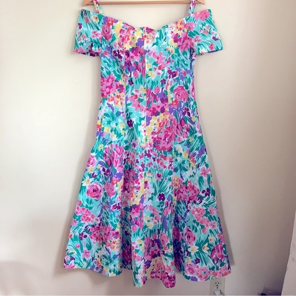Vintage floral off the shoulder dress - Picture 8 of 10